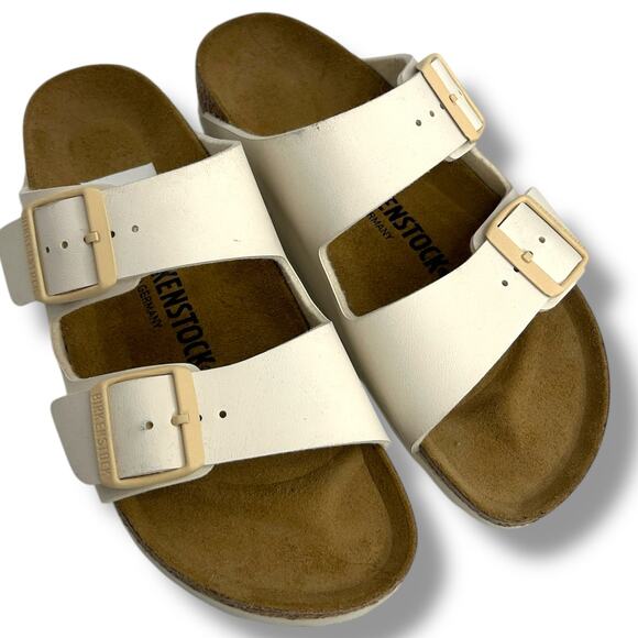 Birkenstock Women's Arizona Birko-Flor Sandals Size 37 US Size 6 Beige Cream EUC - Picture 3 of 13